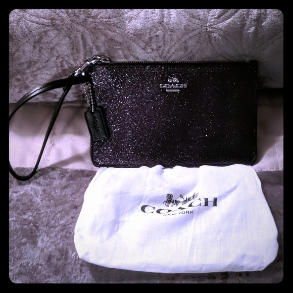 Coach Handbags - Coach Black Glitter Wristlet